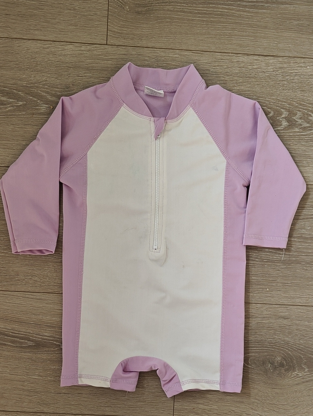 Cuddle Club 3T Kids Long Sleeve Rash Guard Swimsuit - Light Purple & White